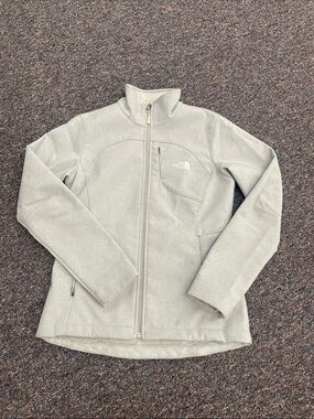 The North Face Heather Light Gray Full-Zip Softshell Jacket